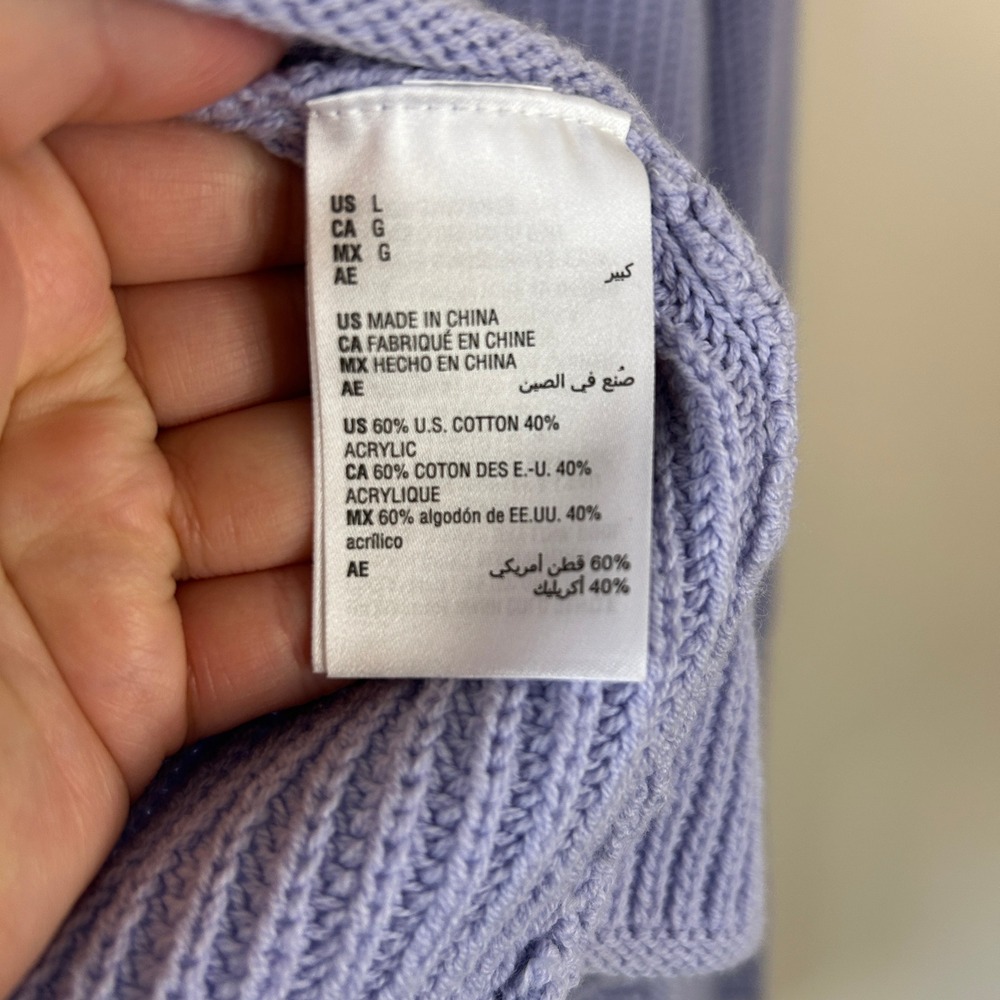 Morgan Taylor Women's Lavender Ribbed Knit Bell Sleeve Sweater Size L - Picture 6 of 6